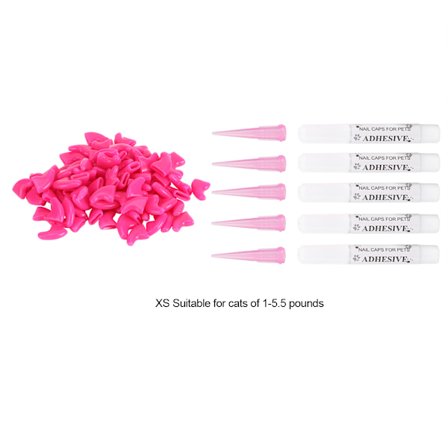 100 st slitstarka husdjurskatt mjuka PVC nagelskydd tass kloskydd omslag grooming tillbehör (ros röd XS)