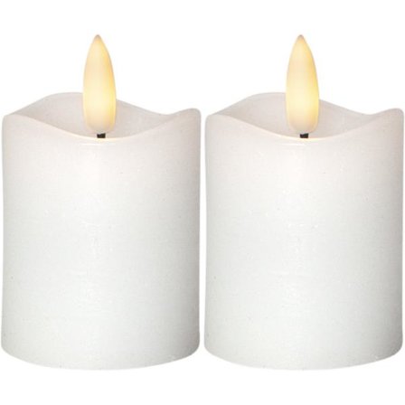 Blockljus 2 -pack Flamme LED m timer, vita