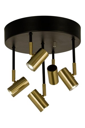 Aneta Lighting GUSTO takspot, svart/mässing, 5 x 5W LED