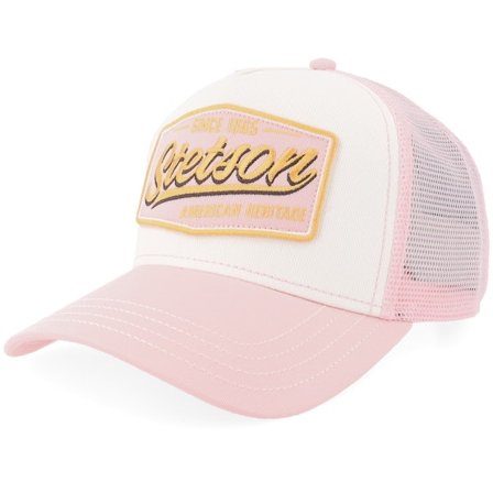 Stetson - Roze trucker Cap - Vintage Rose/Offwhite A-Frame Trucker @ Hatstore