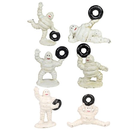 6-pak Mini Michelin Mand Maskot Bibendum Støbejernsstatue Figurer
