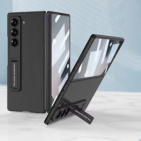 For Samsung Galaxy Z Fold 6 Etui med Skjermbeskytter, Ultra Tynn Slim PC Støtsikkert Beskyttelsesdeksel med Usynlig Støtte