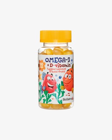 BioSalma Omega3 + D-vitamin frukt-tuggis - 100 tabletter
