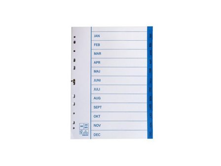 Pappersregister A4 jan-dec 10/fp - Lyreco - Kontorsmaterial - Pärmar och register - Pappersregister