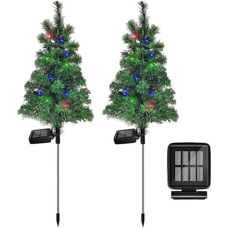 2/4-pack Solar Christmas Tree Lights, Outdoor Ground Stake Lamp, Waterproof Garden Decoration