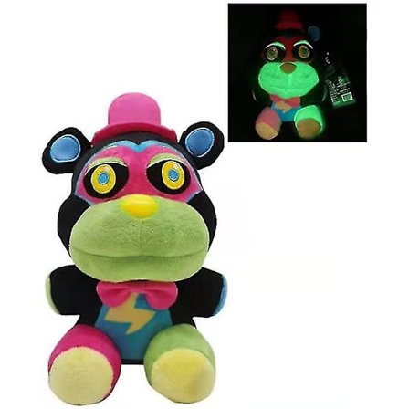 Sikkerhetsbrudd Glow Plushies Blacklight Glamrock Freddy Plush Glow 5 Nights Freddy's utstoppede dyr for plysjgaver (blacklight Glamrock Fre