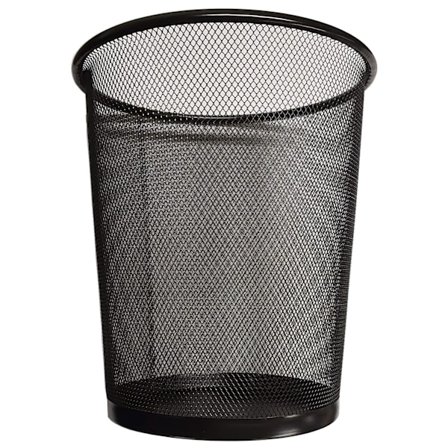 Rund søppelbøtte i netting, søppelbøtte, søppelbøtte for bad, kjøkken, hjemmekontor, sovesal (SVART)