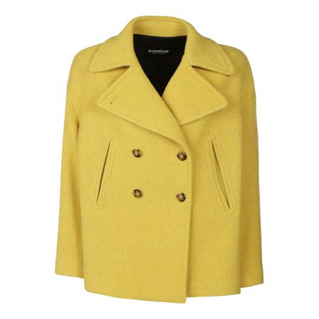 Dondup, Double-Breasted Button Coat Geel, Dames, Maat:2XS