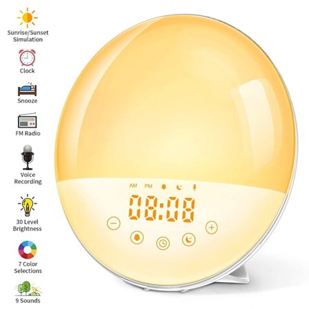 Vekkerklokke med vekkelys og opptaksfunksjon