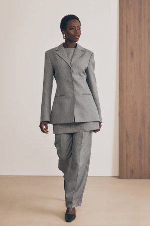 NA-KD - Fitted Melange Blazer - Figursydd blazer - Grå - EU 42