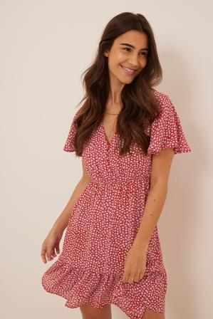 NA-KD Robe mini boutonnée à motifs - Robes courtes - Rouge,Flower - EU 32