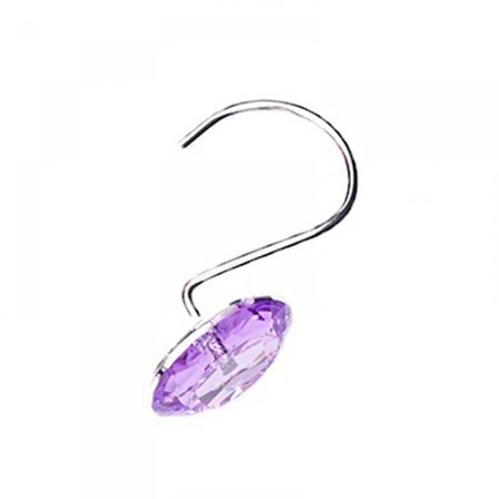 Rhinestone-koristeelliset suihkuverhokoukut timanttimuodossa, pyöreät akryyliset koristeelliset ruostumattomat - Violetti