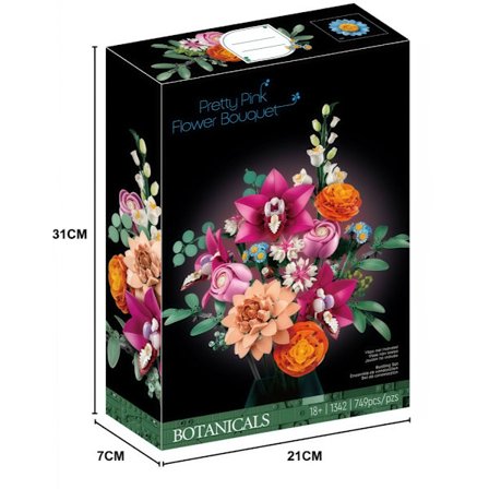Lollanda Botanicals Smuk Pink Buket Byggeklods Sæt, Inkluderer Blomsterornamenter, en Naturlig Gave Gylden Chrysanthemum