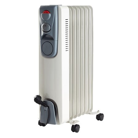 Deski olieradiator med 7 lameller - Elektrisk varmeovn - 1500 W - Hvid