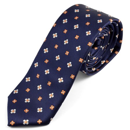 Blue Mini Flower Tie for Men - Skinny ties