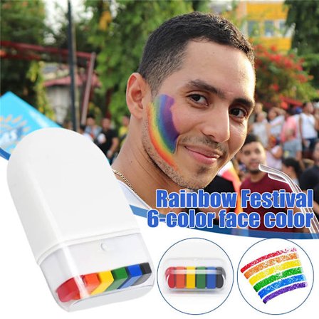 Rainbow Stripe Face Body Paint för Pride Day Parade Cosplay Party Halloween Makeup