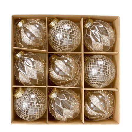 9 stk. Julekulepynt 80 mm / 3,15" Knusesikker Fargerik Gjennomsiktig Plast Julepynt, Hengende Pynt til Jul