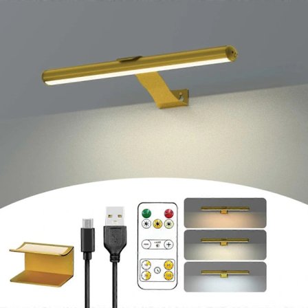 Trådlös Bildlampa Uppladdningsbar med Fjärrkontroll, 300LM Konst Batteridriven Displaylampa, 3 Lägen Magnetisk Vägglampa