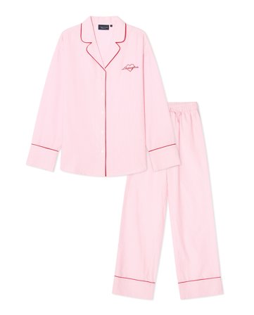 Lexington Bio-baumwoll-pyjama-set mit nadelstreifen, rosa/weiß