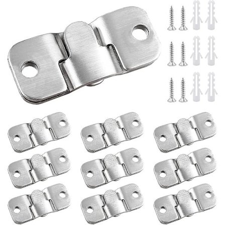 10 Par Flush-monterede Beslag med Indbyrdes Låsning Billedophængningskroge Tunge