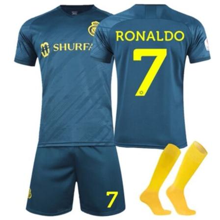 23-24 Barn Fotbollströja Kits Pojkar Träning Sportkläder Skjorta Shorts Strumpor al-nassr fc 23/24 away kit #7 #22 (6-7 years)