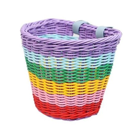 Käsinkudottu polkupyöräkori, suuri kapasiteetti, kirkas väri, helppo asennus, taaperon pienen kolmipyörän etukori, pyörätarvikkeet