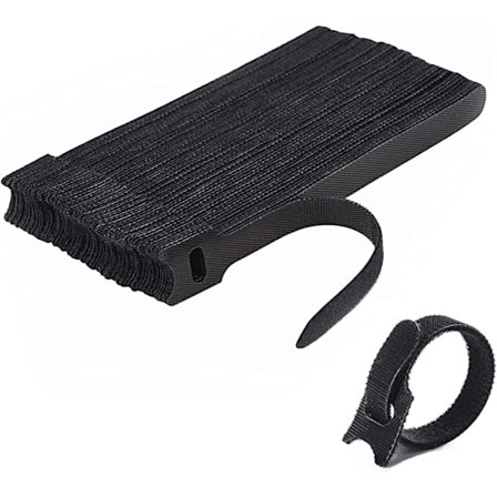 (Sort)Kabelbinder [50 stk.], Kabelstropper, Genanvendelige Kabelbindere, Kabel Ryddelig Organizer, til Fastgørelse af Kabler, Kanaler, PC-ledninger, 