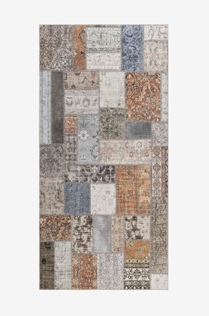KM Home - Flatwowen Patchwork - Flerfärgad - Slätvävda mattor - 80X300 - Från Homeroom