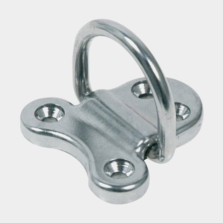 Foldbar padeye, rustfri, 45 x 45 mm, 4 huller