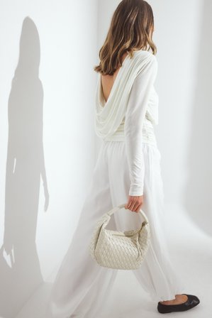 NA-KD Haut à manches longues et dos profond - - Crème - M