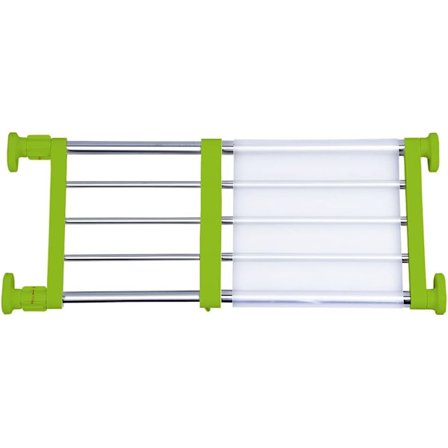 Spänningshylla för garderob, expanderbar metallförvaringshylla justerbar arrangör, avdelare för skåp garderob badrum (grön)