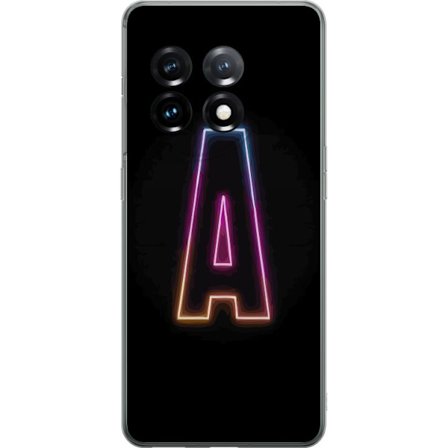 Kompatibel Mobilcover til OnePlus OnePlus 11 Minimalistisk neonbogstav A i regnbuefarvet lys mod sort baggrund i moderne typografisk stil