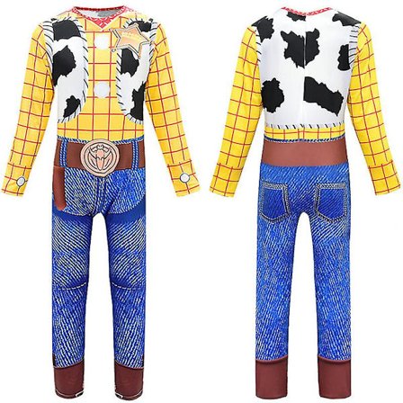 Toy Story Cowboy Woody Cosplay Barn Pojkar Mask Hat Jumpsuit Kostym Outfit