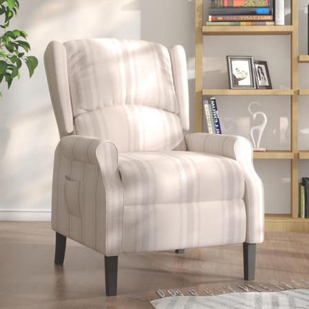 Vidaxl Reclinerfåtölj Ränder Tyg Kräm