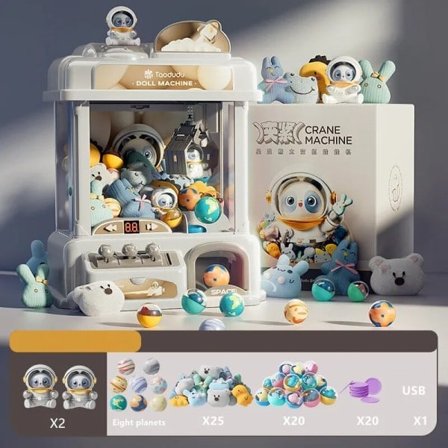 Barn's mini dukke gripemaskin rom myntoperert elektrisk klips dukke godteri maskin