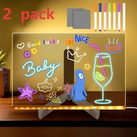 Farget LED-skilt med linjal og lysende meldingsbrett - 2-pakning[D]