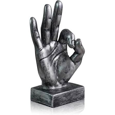 Silver Hand Skulptur Dekor Finger Statue Resin Kontor Hem Dekorationer ,Ok Fingrar