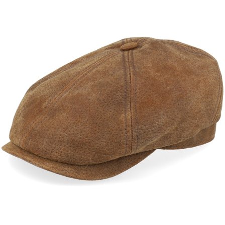 Stetson - 6-panel Pigskin Brown Flat Cap Flatcap Brown Cap - @ Hatstore