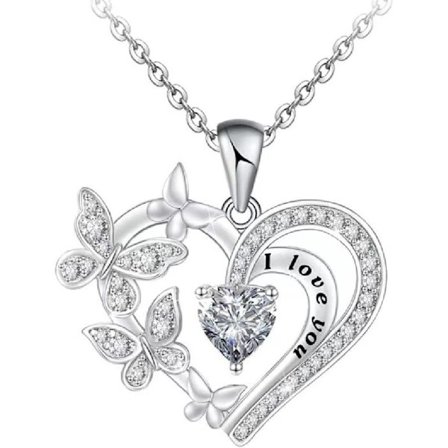 Damhalsband med kärlekshänge, damhalsband, smyckesgåva till mamma och flickvän