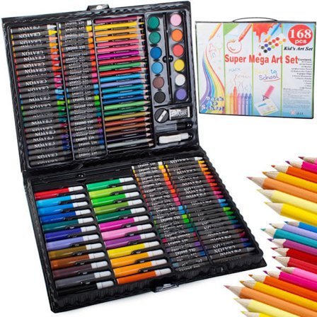 Painting Box for Children 168 Pieces - Draw & Paint Black