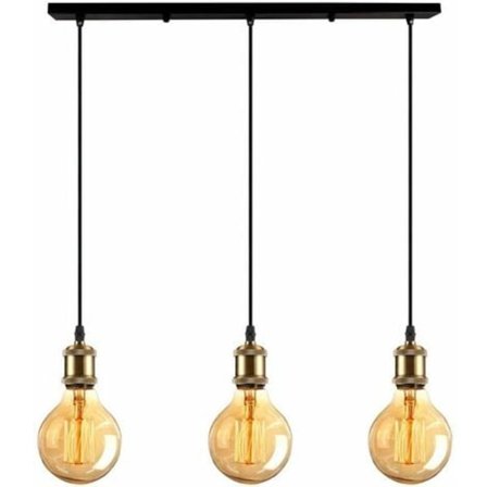 Vintage 3-ljus Chandelier Hänglampa Metall Taklampa Armatur med E27 Lampsocklar, Edison-stil, Antik Mässing
