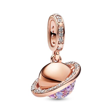 Pandora - Glittrande Saturnusberlock - 14K roséguldpläterad