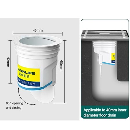 Vesiputken lattian tyhjennys 40 mm