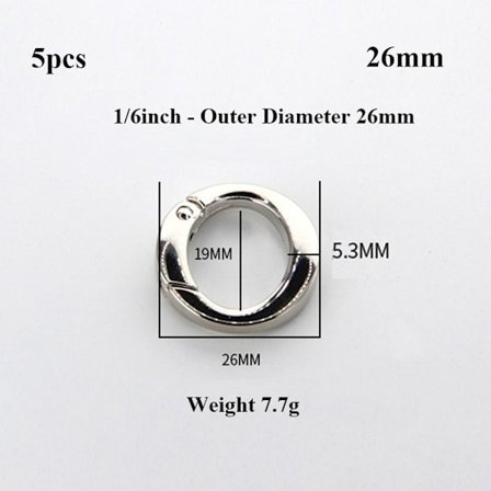 5kpl Jousi O-rengas Soljet Karabiini Kukkarot Käsilaukut SILVER 26MM