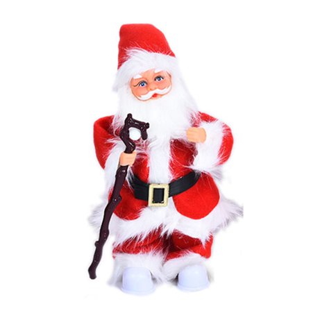 Elektrisk svingende musikalsk nissedukke julebordpynt (batteri ikke inkludert) (28CM, rød)