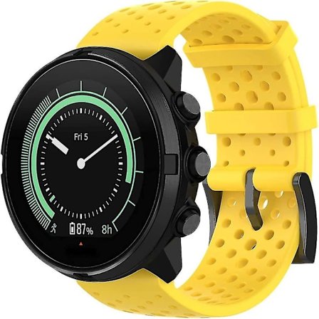 Ny silikone rem sport armbånd til Suunto 9 & Suunto 7-Gul L(24mm)