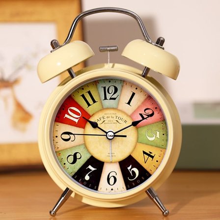 Beige Vintage Vægur, Stille Rejsevækkeur, Dobbelt Rou