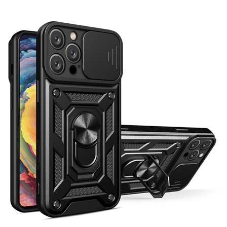 Hybrid Armor Camshield iPhone 16 Pro Max pansret etui med kameradeksel og stativ - svart