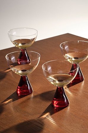 Jotex - Cocktailglas 4-pak Gennemsigtig/rød - AYLA - Køb Glas hos Jotex