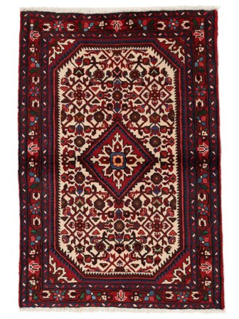 Hosseinabad Fine Vloerkleed 100X145 Zwart/Donkerrood Wol, Perzië/Iran